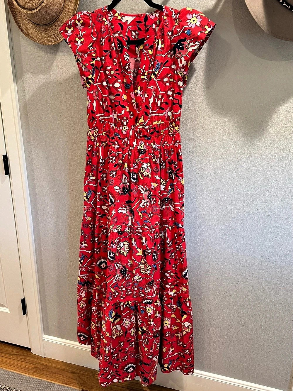 Red Flutter Sleeve Maxi Dress from Anthro